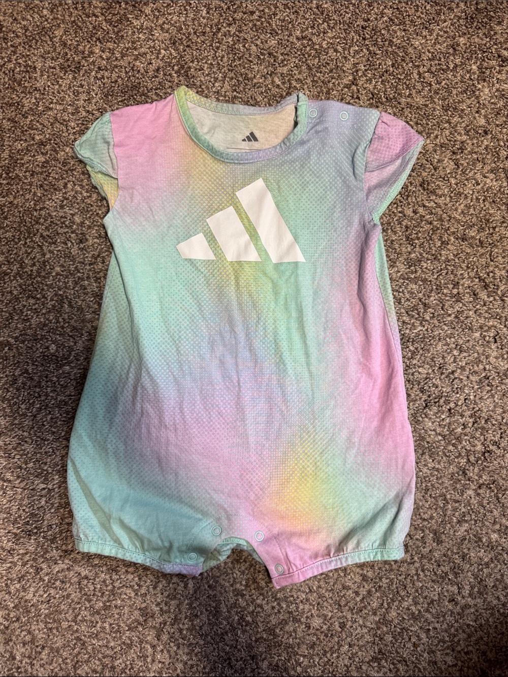 adidas Pastel Tie-Dye Baby Romper with White Logo Girls 18months